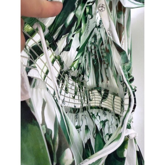 Dolce & Gabbana Green Beans Snap Pea Mini Dress White Cotton Smocked IT 48 - Picture 16 of 16